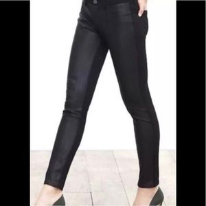 Banana Republic Sloan Black Mixed Media Faux Leather Pant - 0
